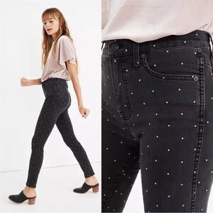 MADEWELL | 10” High Rise Skinny Jeans Black Gold Metallic Dot Women’s Size 24